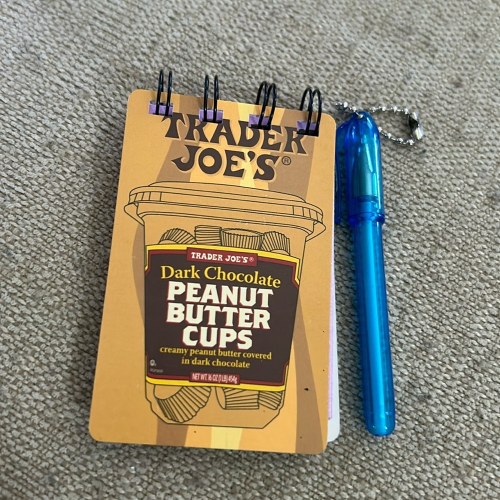Trader Joe’s recycled gift card notepad with pen